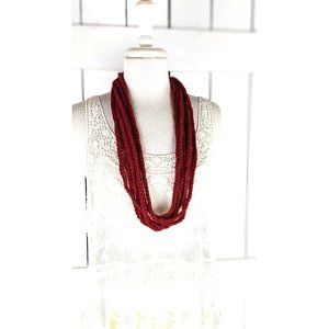 Hand braided cotton yarn rope chord layered lightweight scarf necklace